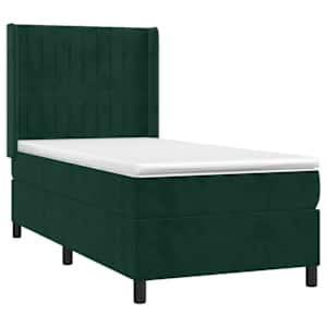 Box spring postel s matrací a LED tmavě zelená 80x200 cm samet - obrázek 4