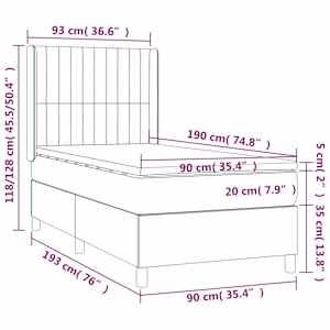 Box spring postelja z vzmetnico LED temno siva 90x190 cm žamet - slika 8