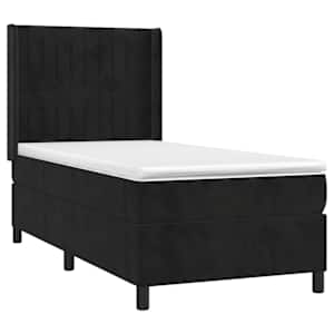 Box spring postel s matrací a LED černá 90x200 cm samet - obrázek 4