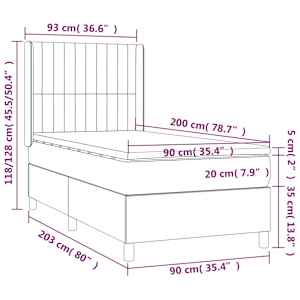 Box spring postel s matrací a LED černá 90x200 cm samet - obrázek 8