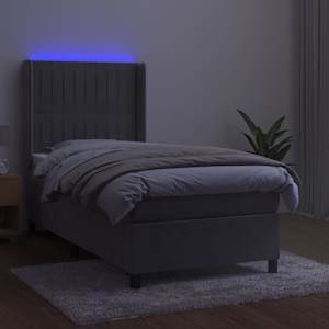 Box spring postel s matrací a LED světle šedá 100x200 cm samet - obrázek 3