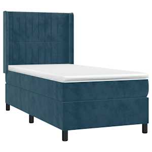 Box spring postel s matrací a LED tmavě modrá 100x200 cm samet - obrázek 3