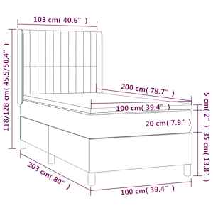 Box spring postel s matrací a LED tmavě modrá 100x200 cm samet - obrázek 9