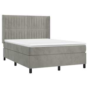 Box spring postel s matrací a LED světle šedá 140x190 cm samet - obrázek 4