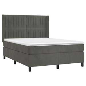 Box spring postel s matrací a LED tmavě šedá 140x190 cm samet - obrázek 4
