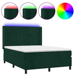 vidaXL kontinentaalvoodi madrats, LED, tumeroheline, 140x190 cm, samet