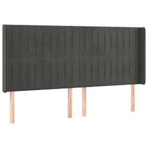 Box spring postelja z vzmetnico LED temno siva 160x200 cm žamet - slika 7