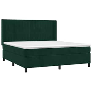 Box spring postel s matrací a LED tmavě zelená 160x200 cm samet - obrázek 4