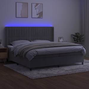 Box spring postel s matrací a LED světle šedá 200x200 cm samet - obrázek 3