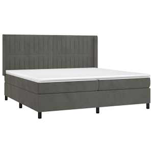 Box spring postel s matrací a LED tmavě šedá 200x200 cm samet - obrázek 4