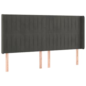 Box spring postelja z vzmetnico LED temno siva 200x200 cm žamet - slika 7