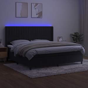 Box spring postel s matrací a LED černá 200x200 cm samet - obrázek 3