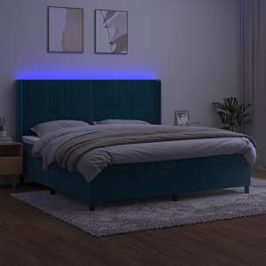 Box spring postel s matrací a LED tmavě modrá 200x200 cm samet - obrázek 4