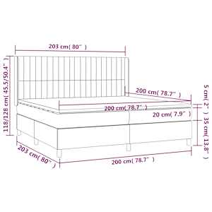 Box spring postel s matrací a LED tmavě modrá 200x200 cm samet - obrázek 9