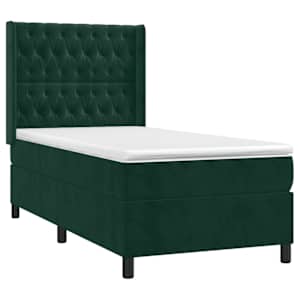 Box spring postel s matrací a LED tmavě zelená 80x200 cm samet - obrázek 4