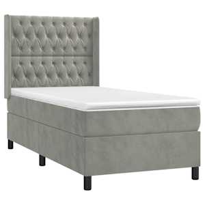 Box spring postel s matrací a LED světle šedá 90x190 cm samet - obrázek 4