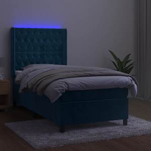 Box spring postel s matrací a LED tmavě modrá 90x190 cm samet - obrázek 4