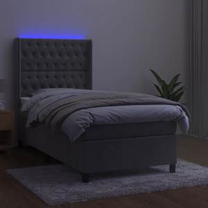 Box spring postel s matrací a LED světle šedá 90x200 cm samet - obrázek 3