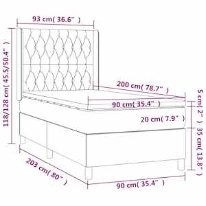 Box spring postel s matrací a LED světle šedá 90x200 cm samet - obrázek 8
