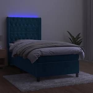 Box spring postel s matrací a LED tmavě modrá 90x200 cm samet - obrázek 3