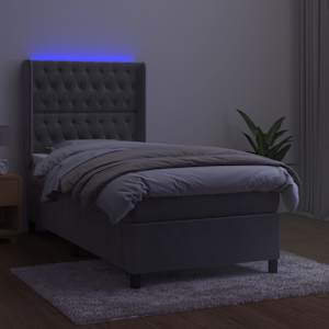 Box spring postel s matrací a LED světle šedá 100x200 cm samet - obrázek 3