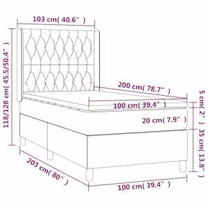 Box spring postel s matrací a LED tmavě zelená 100x200 cm samet - obrázek 9