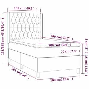 Box spring postel s matrací a LED tmavě modrá 100x200 cm samet - obrázek 9