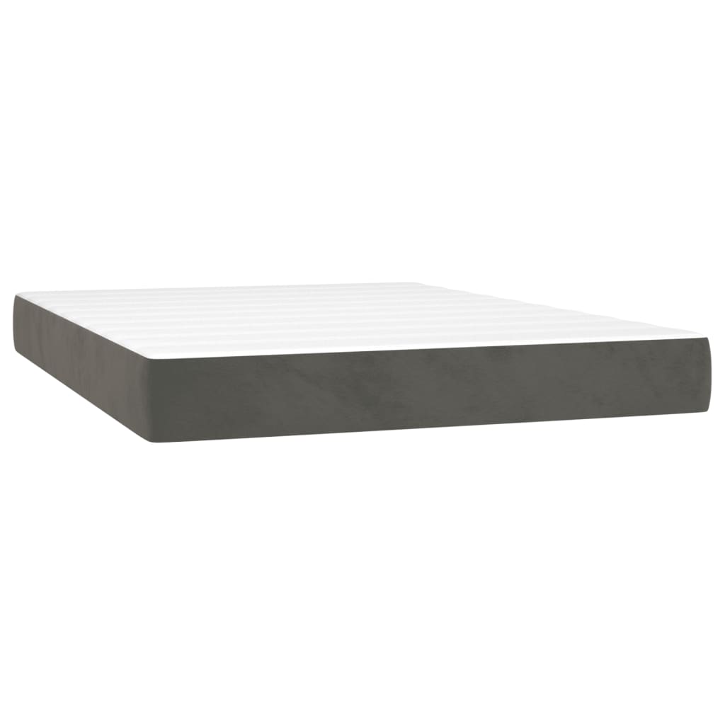 Box spring postelja z vzmetnico LED temno siva 140x190 cm žamet