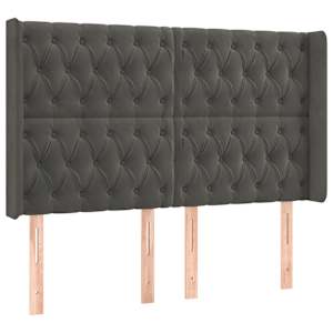 Box spring postelja z vzmetnico LED temno siva 140x190 cm žamet - slika 7