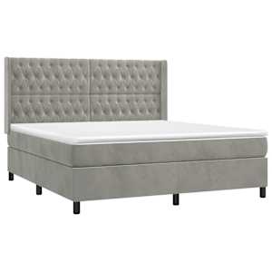 Box spring postel s matrací a LED světle šedá 160x200 cm samet - obrázek 4