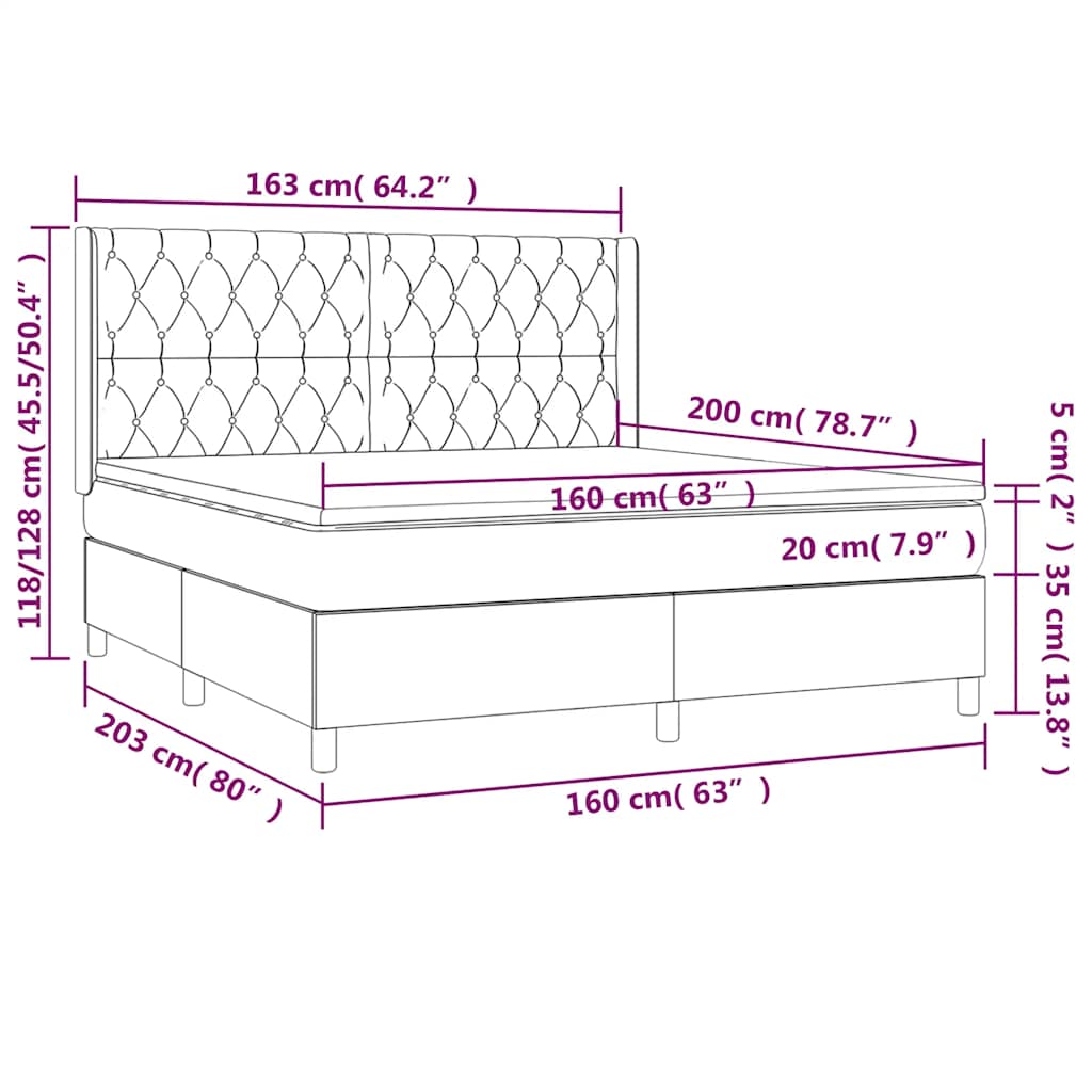 Box spring postelja z vzmetnico LED tem. zelena 160x200cm žamet - slika 9