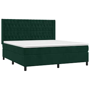 Box spring postel s matrací a LED tmavě zelená 160x200 cm samet - obrázek 4