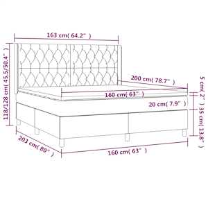 Box spring postel s matrací a LED tmavě zelená 160x200 cm samet - obrázek 9