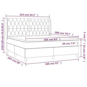 Box spring postel s matrací a LED tmavě modrá 160x200 cm samet - obrázek 9