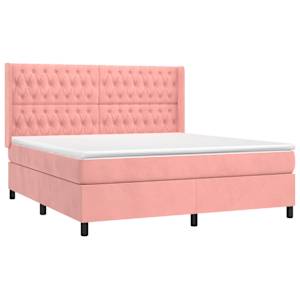 Box spring postel s matrací a LED růžová 160x200 cm samet - obrázek 4