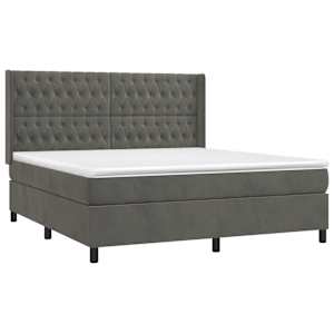 Box spring postel s matrací a LED tmavě šedá 180x200 cm samet - obrázek 4