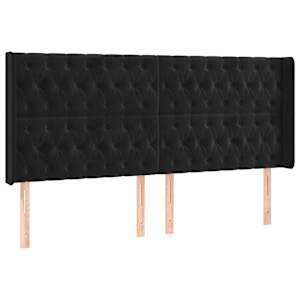 Box spring postelja z vzmetnico LED črna 180x200 cm žamet - slika 7