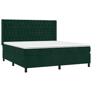 Box spring postel s matrací a LED tmavě zelená 180x200 cm samet - obrázek 4