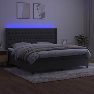 Box spring postelja z vzmetnico LED temno siva 200x200 cm žamet - slika 3