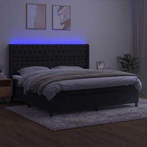 Box spring postel s matrací a LED černá 200x200 cm samet - obrázek 3