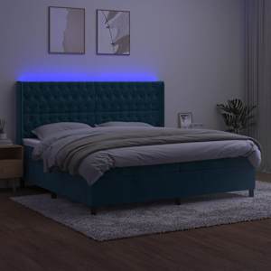 Box spring postel s matrací a LED tmavě modrá 200x200 cm samet - obrázek 4