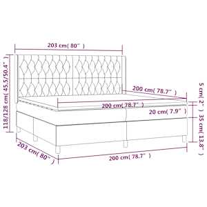 Box spring postel s matrací a LED tmavě modrá 200x200 cm samet - obrázek 9