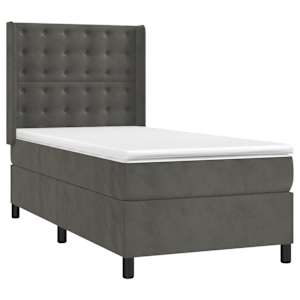 Box spring postel s matrací a LED tmavě šedá 80 x 200 cm samet - obrázek 4