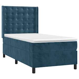 Box spring postel s matrací a LED tmavě modrá 80 x 200 cm samet - obrázek 3