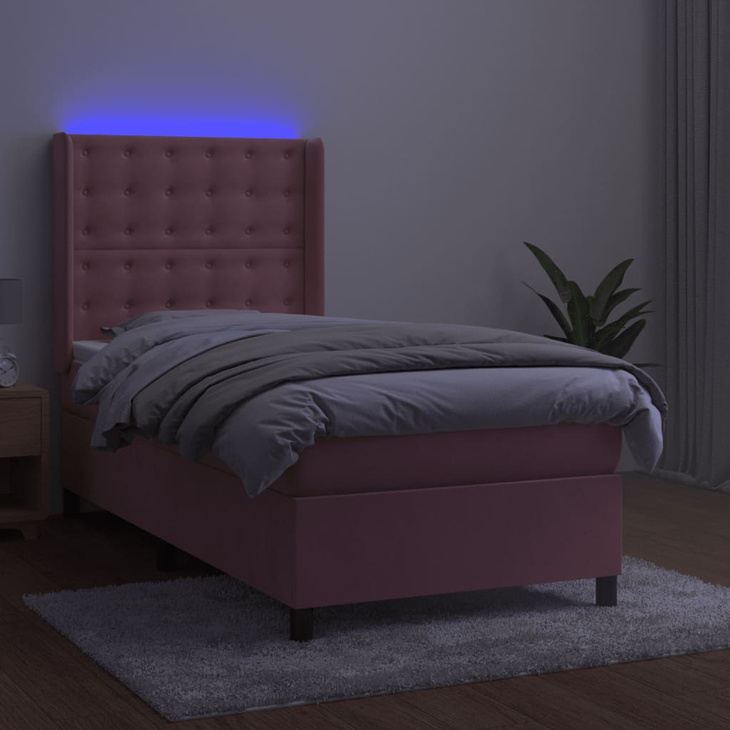 Thumbnail - vidaXL Boxspringbett mit Matratze & LED Rosa 80x200 cm Samt