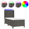 vidaXL kontinentaalvoodi madrats ja LED, tumehall, 90x190 cm, samet