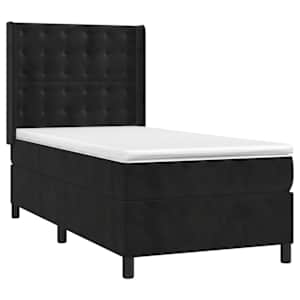 Box spring postel s matrací a LED černá 90x190 cm samet - obrázek 4
