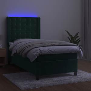 Box spring postel s matrací a LED tmavě zelená 90x190 cm samet - obrázek 3