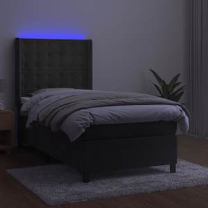 Box spring postelja z vzmetnico LED temno siva 90x200 cm žamet - slika 3