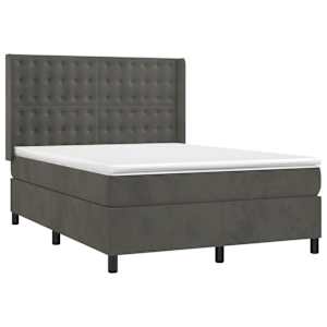 Box spring postel s matrací a LED tmavě šedá 140x190 cm samet - obrázek 4